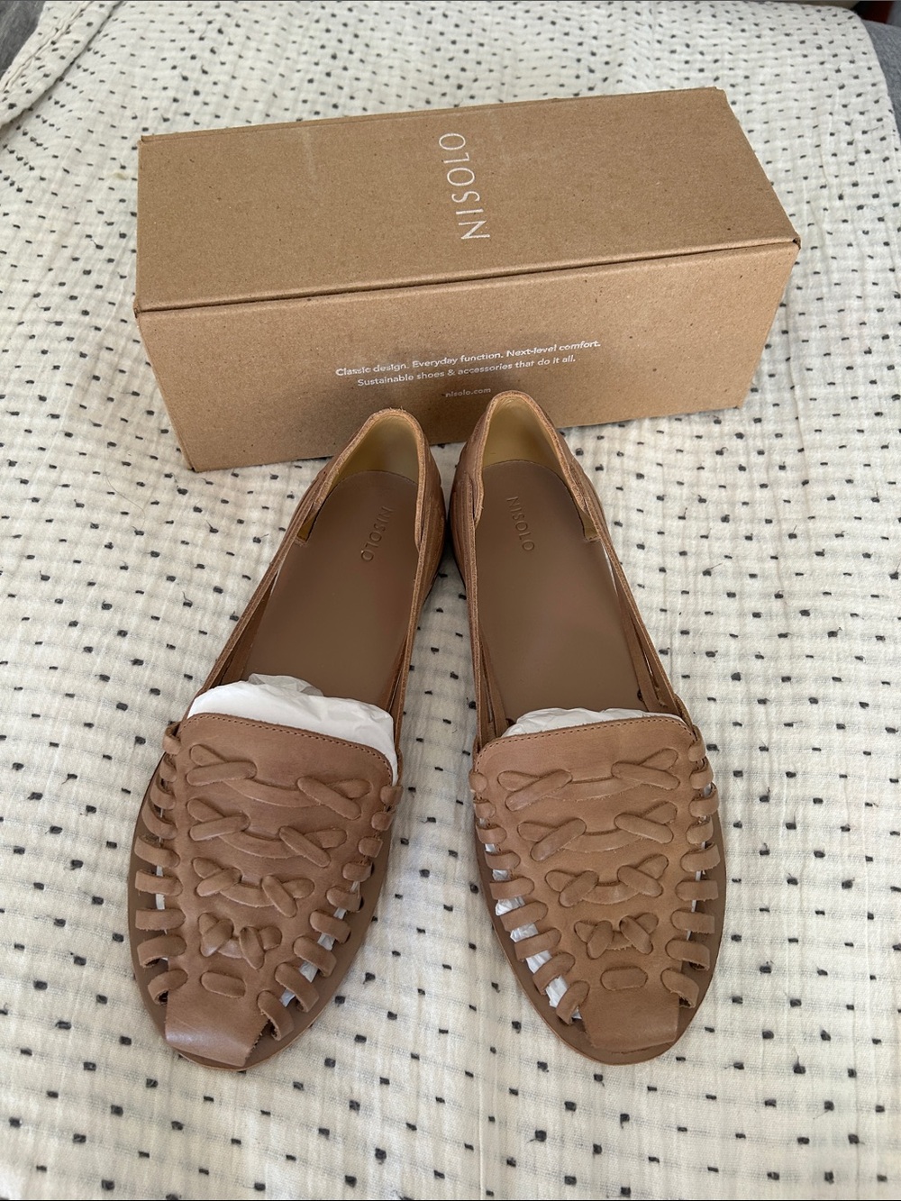 Nisolo Tan Woven Haurache Leather Loafers